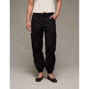 American Eagle Black Snappy Stretch High Waisted Baggy Barrel Pants Size 8